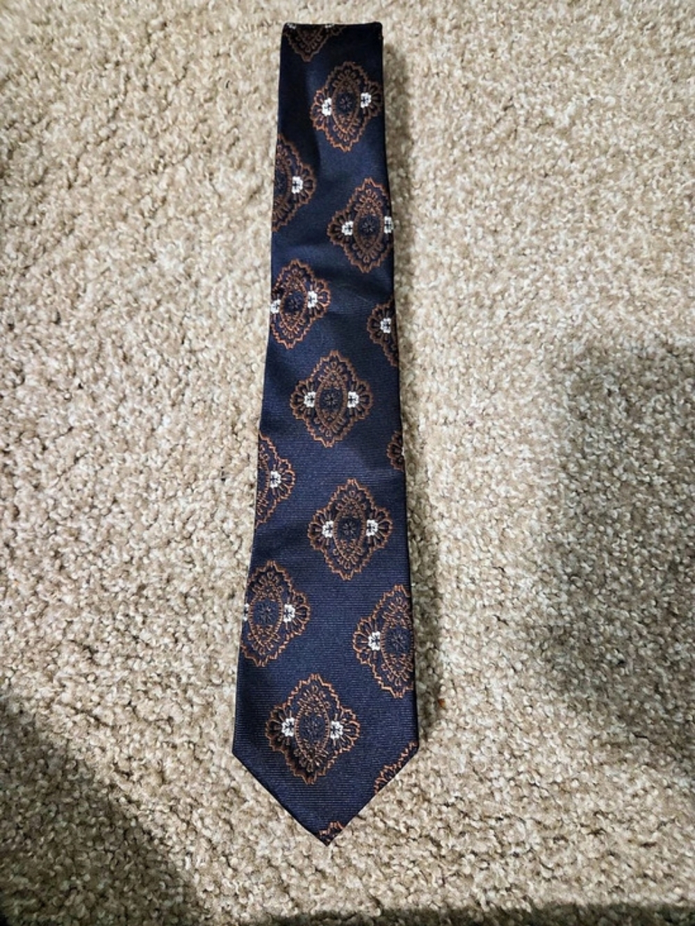SUITSUPPLY Geometric Silk Tie in Blue & Brown